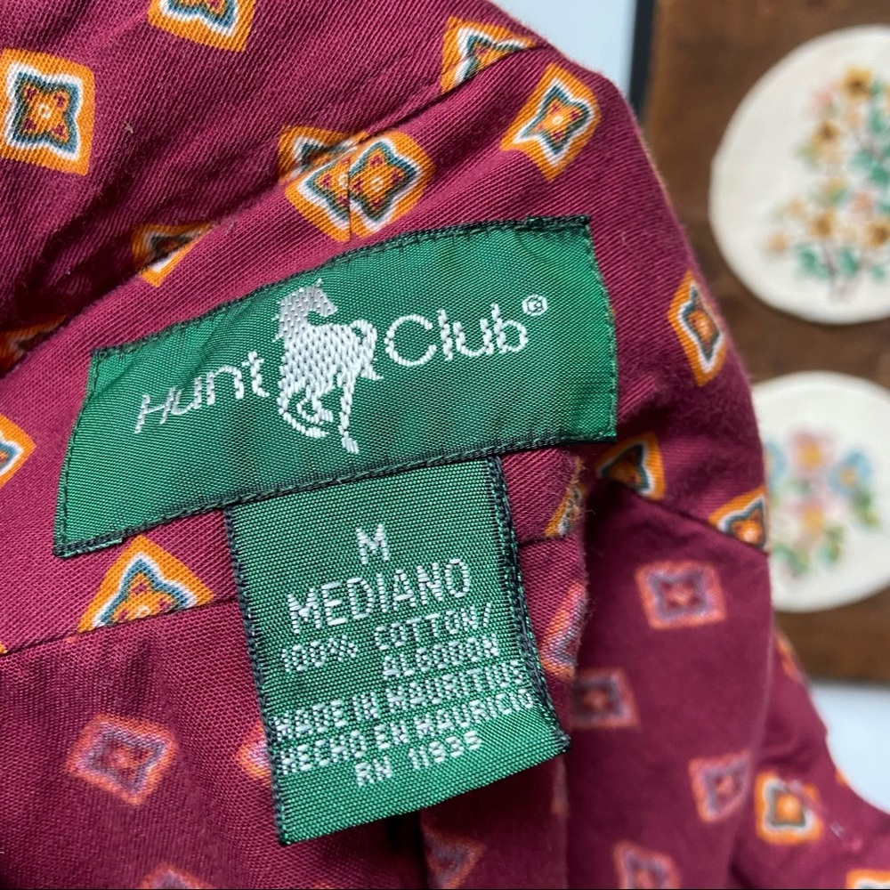 Vintage Burgundy Patterned Button Down Shirt Medi… - image 5